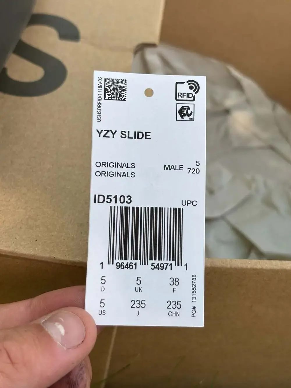 Size 5- Adidas Yeezy Slide Dark Onyx ID5103